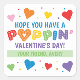 Pop It Valentine's Day Stickers for Kids