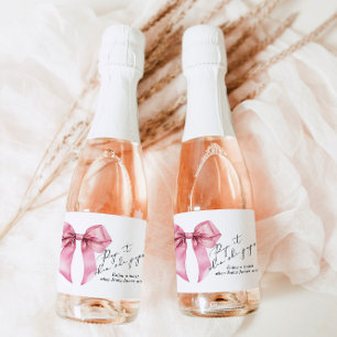 Pop it whe she Pops Pink Bow Baby Shower Sparkling Wine Label