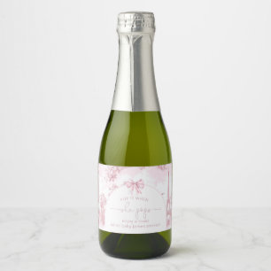 Pop it wheh she pops Pink Toile Paris baby shower Sparkling Wine Label