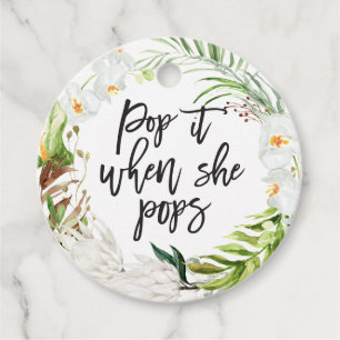 Pop it when she pops baby shower party favour tags