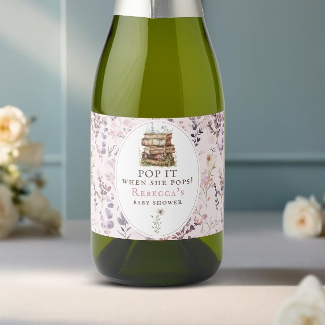 Pop it when she pops! Baby Shower Sparkling Wine Label (Creator Uploaded)