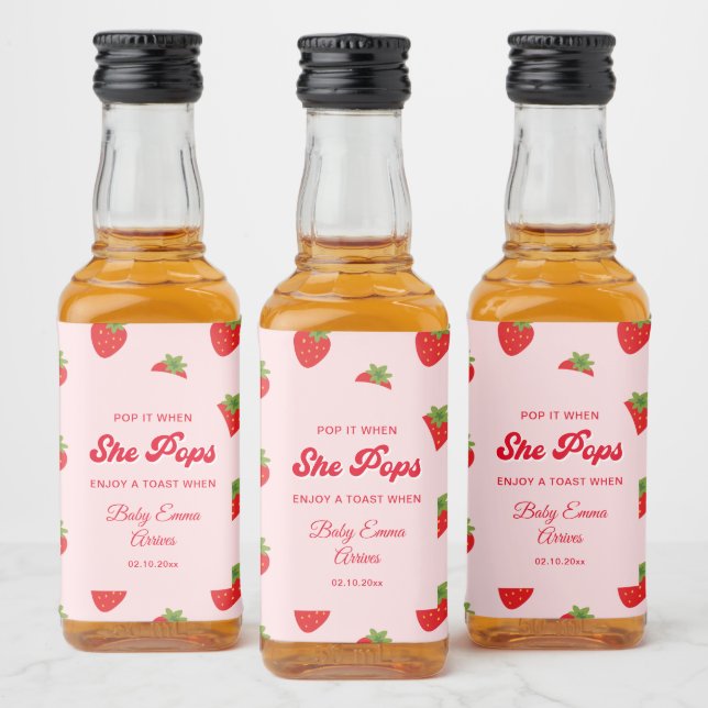Pop it when she Pops Berry Sweet Baby Shower Mini Liquor Bottle Label (Bottles)