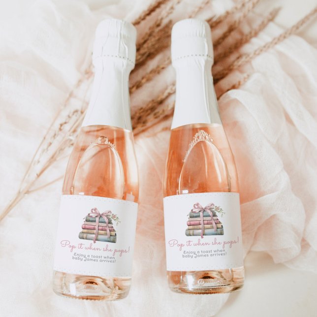 Pop it when she pops Books New Chapter baby shower Sparkling Wine Label (Creator Uploaded)