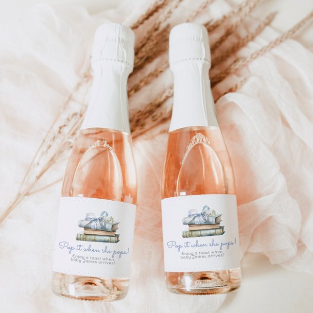 Pop it when she pops Books New Chapter baby shower Sparkling Wine Label (Creator Uploaded)