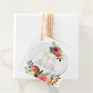 Pop it when she pops burgundy pumpkin fall shower favour tags