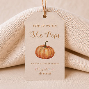 Pop it when she pops Fall Pumpkin Baby Shower  Gift Tags