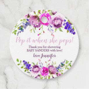 Pop it when she Pops Favour Tags Baby Girl Purple
