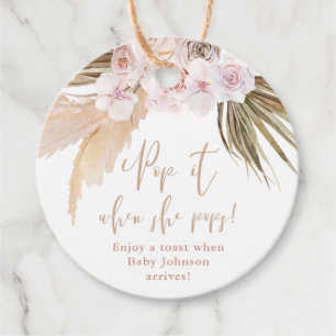 Pop it when she pops Pampas grass tropical leaves Favour Tags