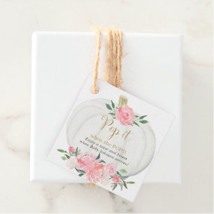 Pop it when she pops pink gold pumpkin fall shower favour tags