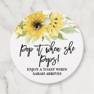 Pop it when She Pops watercolor sunflower Favour Tags