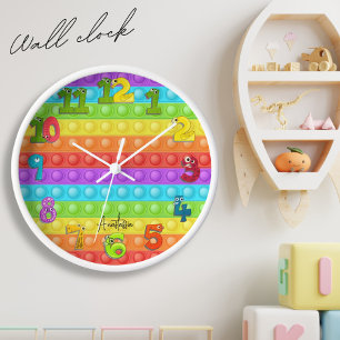 Pop-it with your name colourful kids room Wall Clock