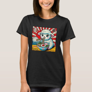 Pop Japanese Art Mt. Fuji Sunset Cute Lamb Sheep R T-Shirt