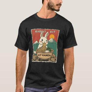 Pop Japanese Art Mt. Fuji Sunset Noodles Rabbit Ki T-Shirt