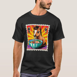 Pop Japanese Art Postage Stamp Cute Horse Foal Ram T-Shirt
