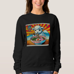 Pop Japanese Art Postage Stamp Cute Lamb Sheep Ram Sweatshirt