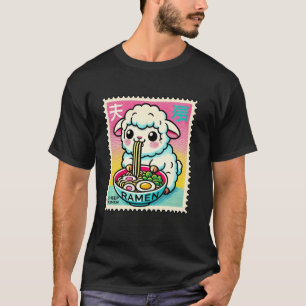 Pop Japanese Art Postage Stamp Cute Lamb Sheep Ram T-Shirt