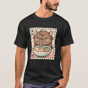 Pop Japanese Art Postage Stamp Noodles Cute Bison  T-Shirt