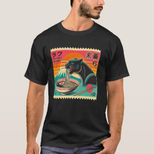 Pop Japanese Mt. Fuji Postage Stamp Noodles Panthe T-Shirt