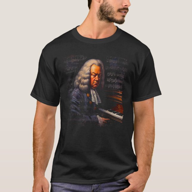 Pop Johann Sebastian Bach Music Piano Pianist T-Shirt (Front)