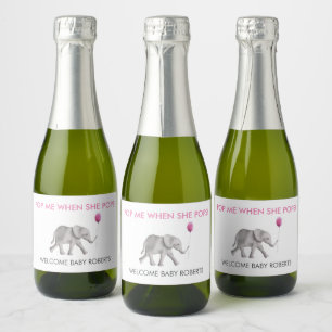 Pop Me When She Pops Baby Elephant Champagne Label