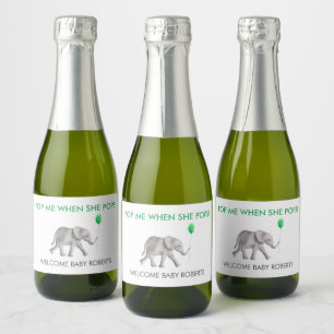 Pop Me When She Pops Baby Elephant Sparkling Wine  Label