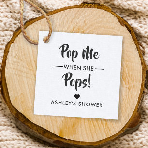 Pop Me When She Pops, Baby Shower Gift Tag, Kraft Favour Tags