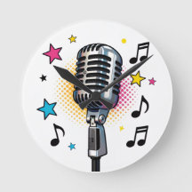 Pop microphone with colorful stars and music notes