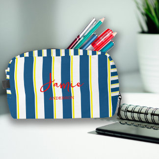 Pop Mix Bold Stripes Cosmetics Toiletry Pencil Bag