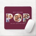 Pop multi photo modern burgundy elegant mouse pad<br><div class="desc">Pop multi photo modern contemporary elegant typography child gift. Ideal fathers day,  birthday or Christmas gift. Burgundy colour can be changed.</div>
