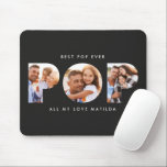 Pop multi photo modern elegant contemporary black mouse pad<br><div class="desc">Pop multi photo modern contemporary elegant typography child gift. Ideal fathers day,  birthday or christmas gift. Black colour can be changed.</div>