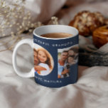 Pop multi photo modern elegant navy blue gift coffee mug<br><div class="desc">Pop multi photo modern typography elegant contemporary child gift design. Ideal fathers day,  birthday or christmas gift. Navy blue colour can be changed.</div>