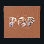 Pop multi photo modern elegant terracotta gift fleece blanket<br><div class="desc">Pop multi photo modern contemporary elegant typography child gift. Ideal fathers day,  birthday or christmas gift. Terracotta colour can be changed.</div>