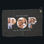 Pop multi photo modern grandpa black elegant golf towel<br><div class="desc">Pop multi photo modern contemporary elegant typography child gift. Ideal fathers day,  birthday or christmas gift. Black colour can be changed.</div>