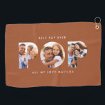 Pop multi photo modern terracotta elegant golf towel<br><div class="desc">Pop multi photo modern contemporary elegant typography child gift. Ideal fathers day,  birthday or Christmas gift. Terracotta colour can be changed.</div>
