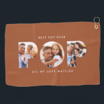 Pop multi photo modern terracotta elegant golf towel<br><div class="desc">Pop multi photo modern contemporary elegant typography child gift. Ideal fathers day,  birthday or Christmas gift. Terracotta colour can be changed.</div>