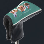 Pop multi photo modern typography child gift golf  golf head cover<br><div class="desc">Protect your putter in style with this custom photo golf headcover. Featuring a sleek teal background, soft fleece lining, and space for your favourite photos, it’s the perfect gift for golfers who love a personal touch. Add a heartfelt message, name, or special date to create a unique keepsake for Father’s...</div>