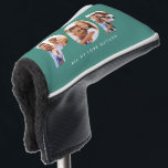 Pop multi photo modern typography child gift golf  head cover<br><div class="desc">Protect your putter in style with this custom photo golf headcover. Featuring a sleek teal background, soft fleece lining, and space for your favourite photos, it’s the perfect gift for golfers who love a personal touch. Add a heartfelt message, name, or special date to create a unique keepsake for Father’s...</div>