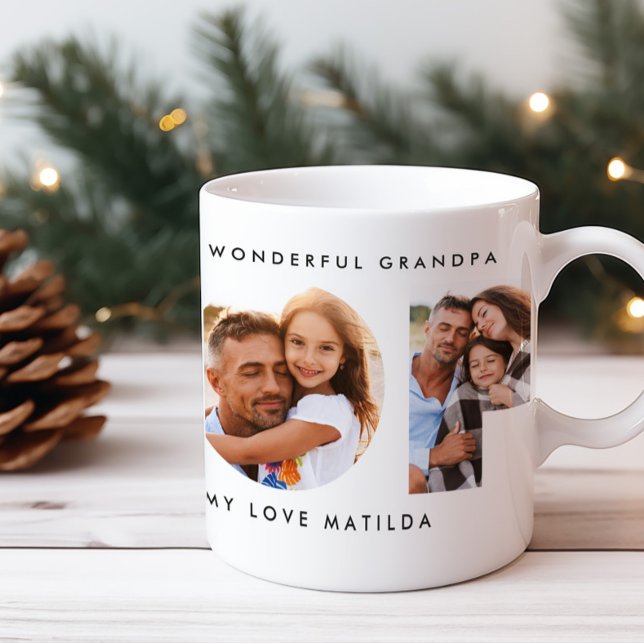 Pop multi photo modern typography elegant black coffee mug (Creator Uploaded)