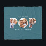 Pop multi photo modern typography elegant teal fle fleece blanket<br><div class="desc">Pop multi photo modern contemporary elegant typography child gift. Ideal fathers day,  birthday or christmas gift. Teal colour can be changed.</div>