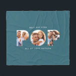 Pop multi photo modern typography elegant teal fle fleece blanket<br><div class="desc">Pop multi photo modern contemporary elegant typography child gift. Ideal fathers day,  birthday or christmas gift. Teal colour can be changed.</div>