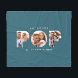 Pop multi photo modern typography elegant teal fleece blanket<br><div class="desc">Pop multi photo modern contemporary elegant typography child gift. Ideal fathers day,  birthday or christmas gift. Teal colour can be changed.</div>