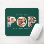 Pop multi photo modern typography green gift mouse pad<br><div class="desc">Pop multi photo modern contemporary elegant typography child gift. Ideal fathers day,  birthday or christmas gift. Green colour can be changed.</div>