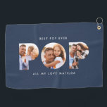 Pop multi photo modern typography navy blue golf towel<br><div class="desc">Pop multi photo modern contemporary elegant typography child gift. Ideal fathers day,  birthday or christmas gift. Navy blue colour can be changed.</div>