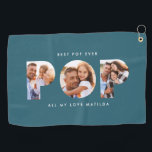 Pop multi photo modern typography teal gift golf towel<br><div class="desc">Pop multi photo modern contemporary elegant typography child gift. Ideal fathers day,  birthday or christmas gift. Teal colour can be changed.</div>