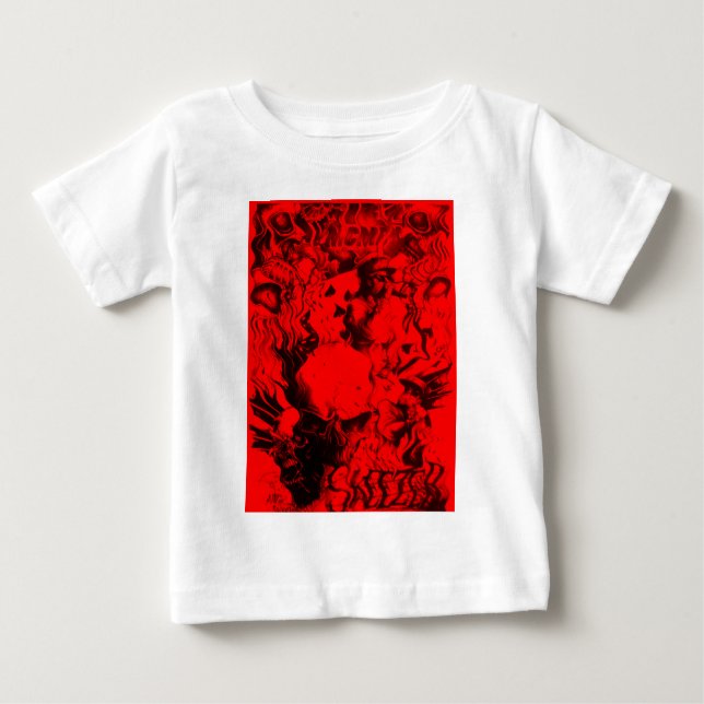 Pop Musician Portraits in Vibrant Red Colours Art  Baby T-Shirt (Front)