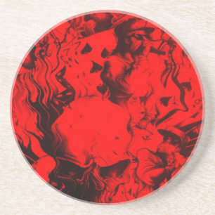 Pop Musician Portraits in Vibrant Red Colours Art  Coaster