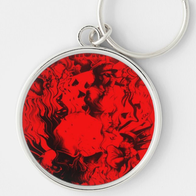 Pop Musician Portraits in Vibrant Red Colours Art  Key Ring (Front)