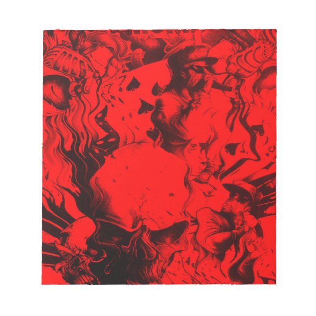 Pop Musician Portraits in Vibrant Red Colours Art  Notepad (Front)