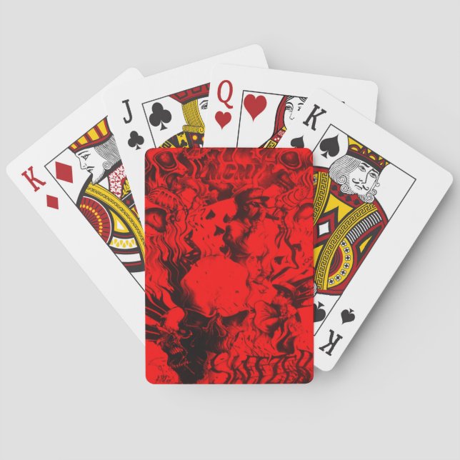 Pop Musician Portraits in Vibrant Red Colours Art  Playing Cards (Back)