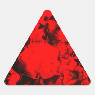 Pop Musician Portraits in Vibrant Red Colours Art  Triangle Sticker